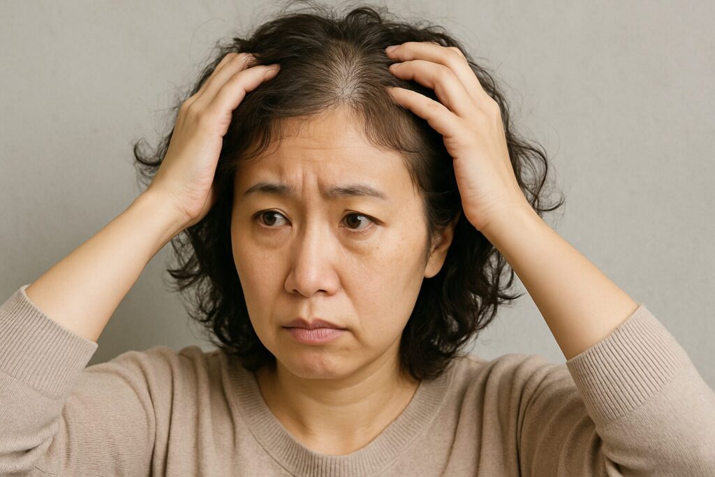 くせ毛と薄毛にWで悩む女性